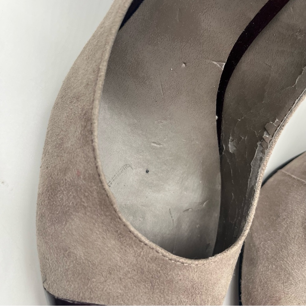 Nine West Taupe Suede & Dark Brown Patent Mary Jane Heels Women’s Size 10.5M - Picture 13 of 16